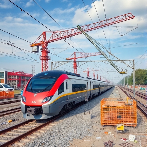 高速火車正在施工現場