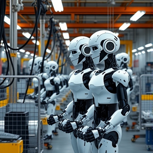 人形機器人在組裝線上的操作