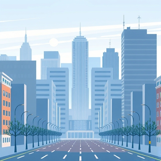 空置房屋的城市景觀插圖