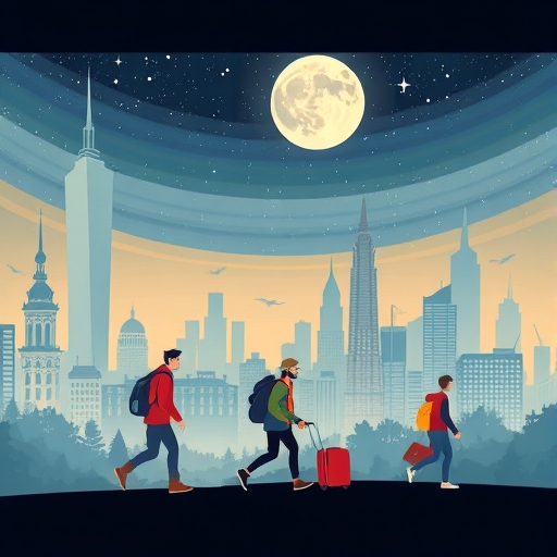 年輕人離開城市的插圖