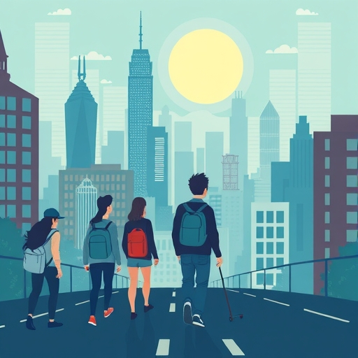 年輕人離開城市的插圖