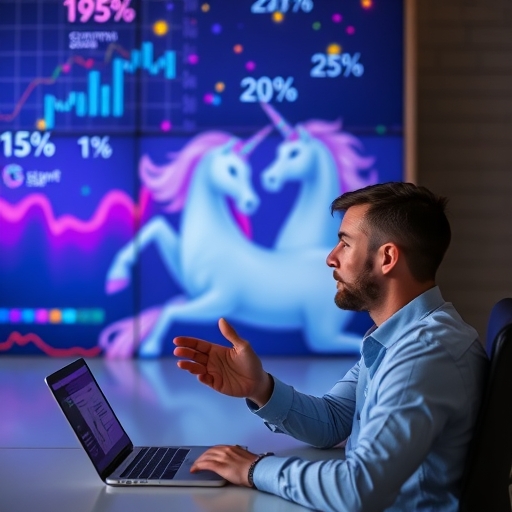 一位投資者正在分析獨角獸初創企業