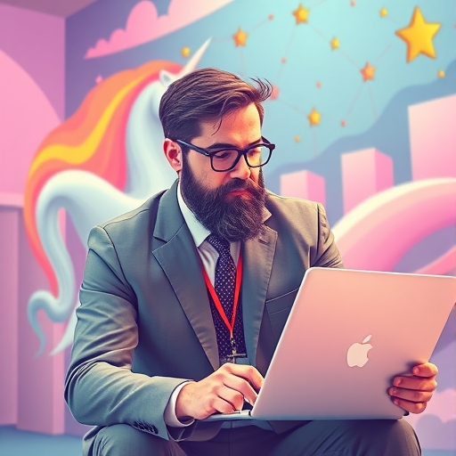 一位投資者正在分析獨角獸初創企業