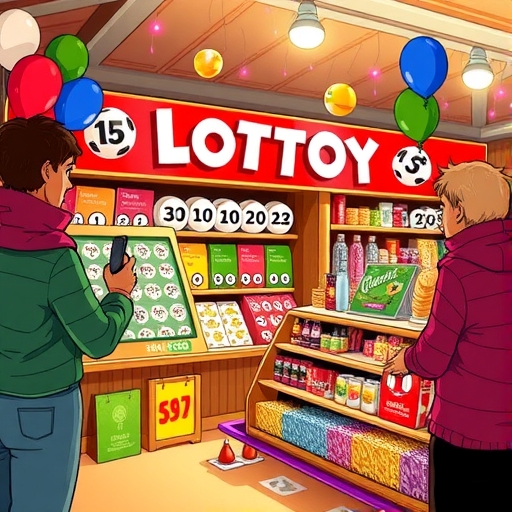 彩券店內部慶祝場景