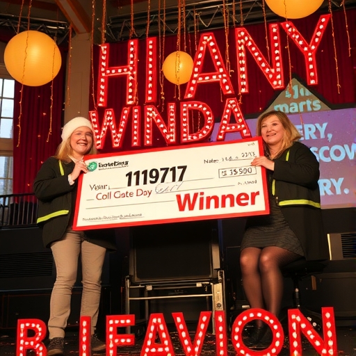 中獎者一家人在慶祝