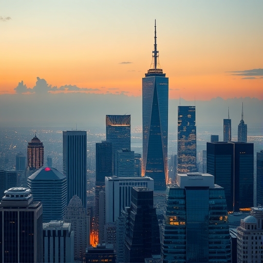 高科技城市天際線與現代建築