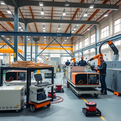 現代化半導體封裝廠內部，先進設備正在運作