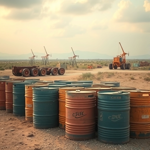 衝突區域中的油桶