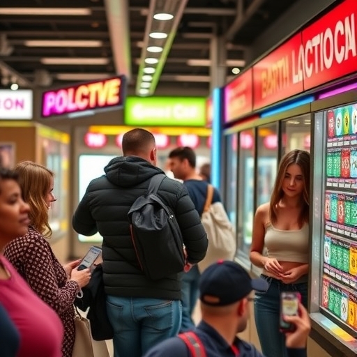 人們在彩券店購買彩票