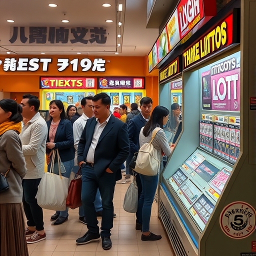 一群人在購買彩券