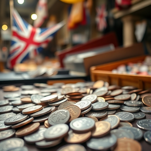 銀幣在市場桌上灑落