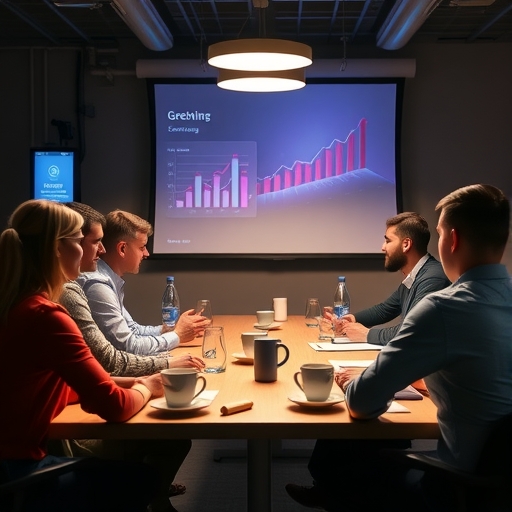 一群人在新創成長策略會議中討論