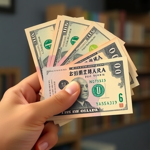 一手拿著新台幣的手