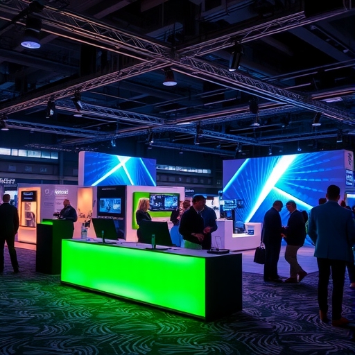 兩位參展商展示最新科技產品