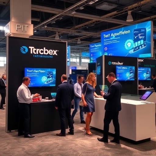 兩位參展商在展示科技創新