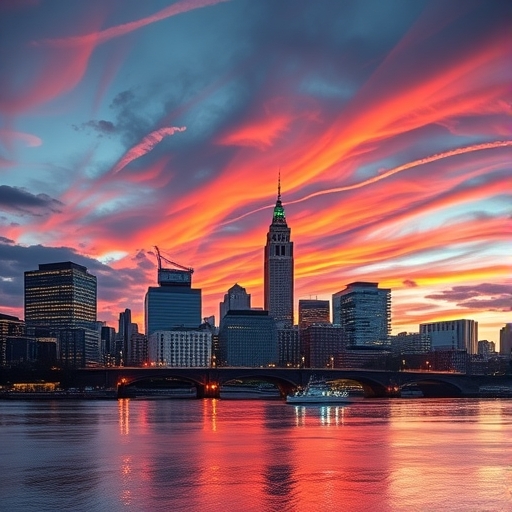 活力四射的波士頓天際線與科技符號