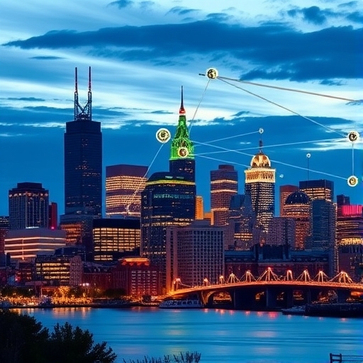 活力四射的波士頓天際線與科技符號
