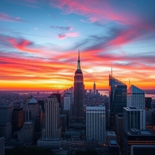 夕陽時分的高雄城市天際線