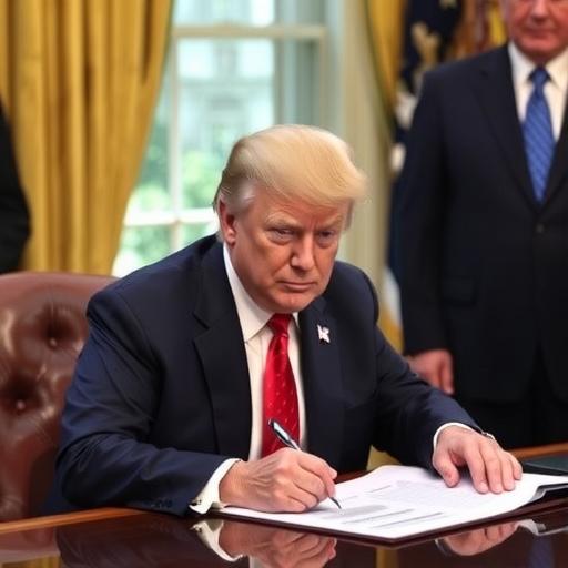 川普在簽署關稅文件