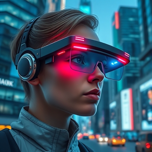 未來城市中的AI眼鏡展示