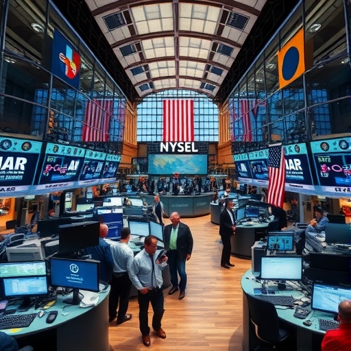 一個充滿活力的股票交易大廳