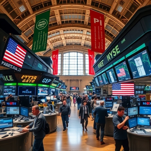 繁忙的股票交易大廳