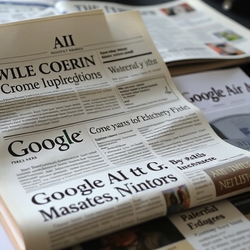 報紙標題關於Google AI的新聞