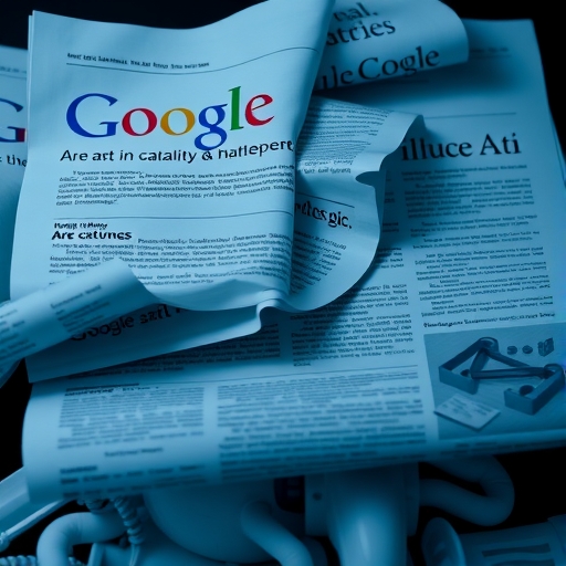 報紙標題關於Google AI的新聞