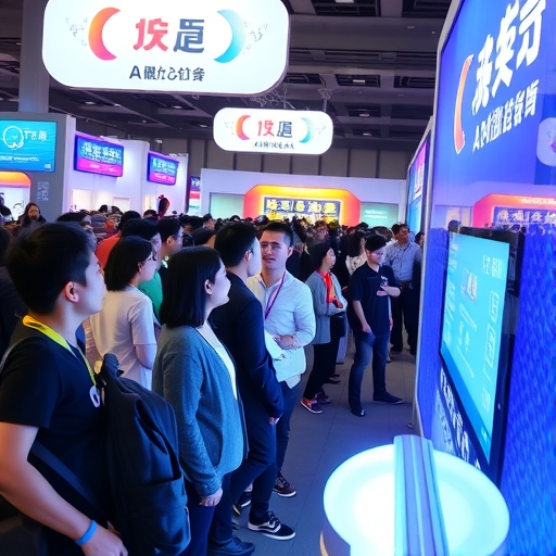 政府官員在AI展覽現場發表演講