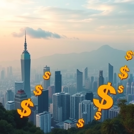 台灣天際線與貨幣符號