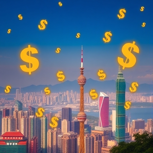 台灣天際線與貨幣符號
