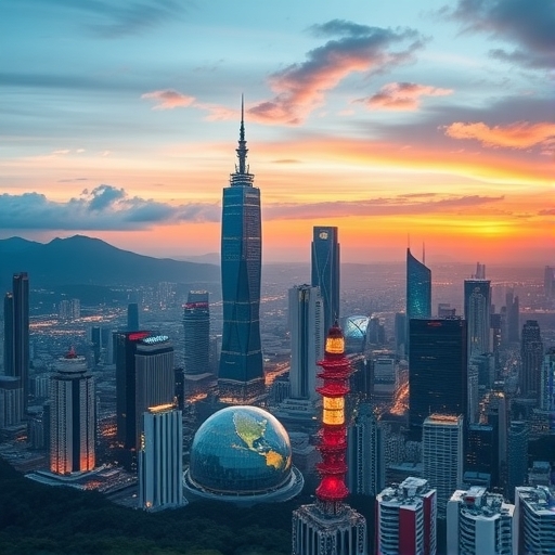 台灣城市天際線與科技元素融合