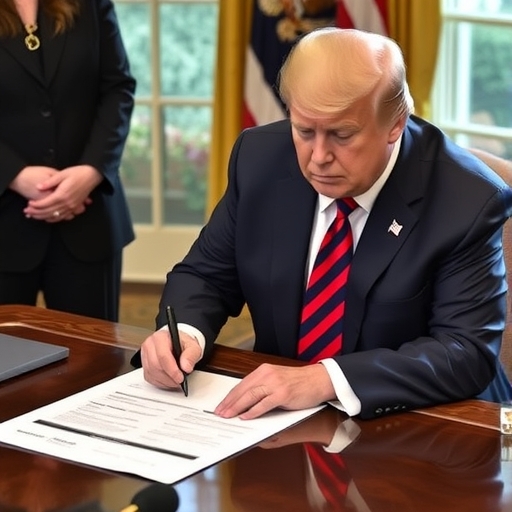 川普正在簽署關稅文件