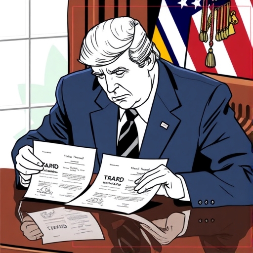 川普正在簽署關稅文件