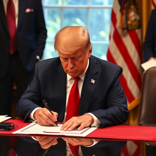 川普簽署貿易協議文件