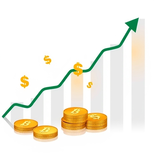 瑞波幣價格上升圖表，帶有美元符號