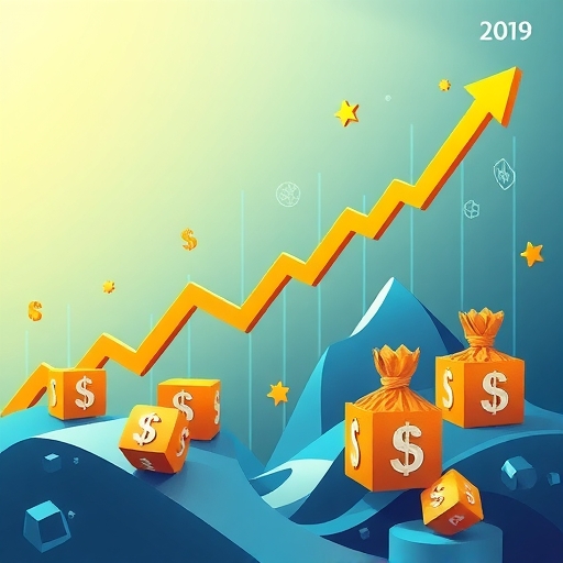 瑞波幣價格上升圖表，帶有美元符號