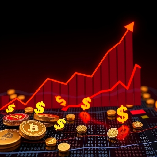 瑞波幣價格上升圖表，帶有美元符號