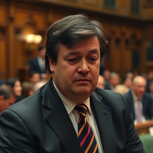 一位政治人物在國會中哭泣