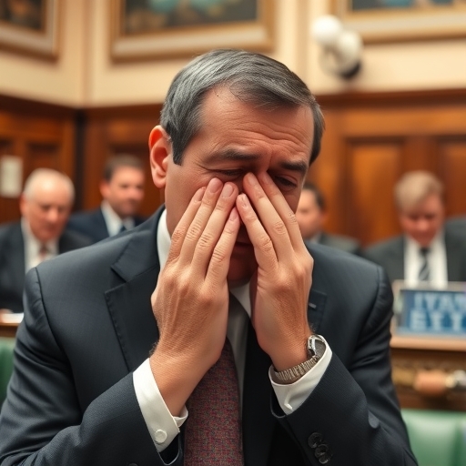 議會中哭泣的財政大臣