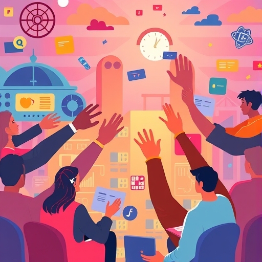 數位社群參與的生動插畫