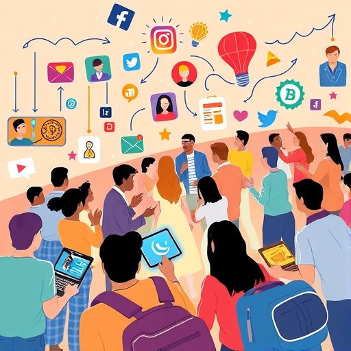 數位社群參與的生動插畫