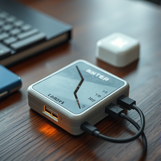 一個破損的行動電源放在桌上