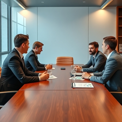 一群商務主管在會議室進行策略討論