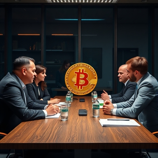 一群人在會議中討論比特幣