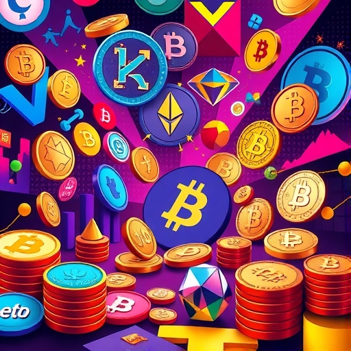 一個五彩繽紛的加密貨幣市場場景
