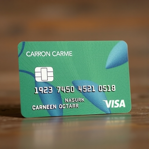 一張帶有碳足跡標籤的金融卡