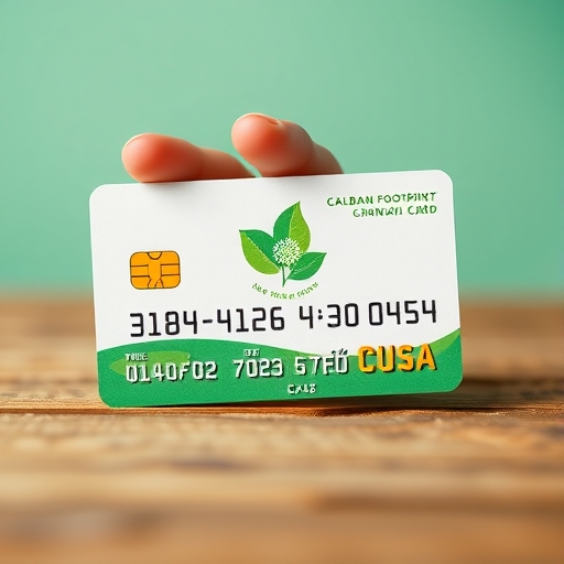 一張帶有碳足跡標籤的金融卡