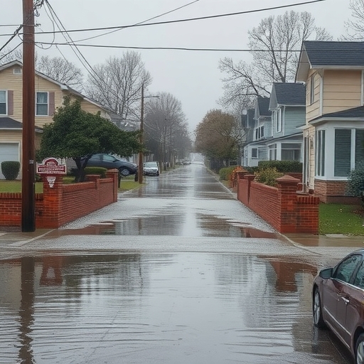 一條被淹沒的街道和受損的房屋