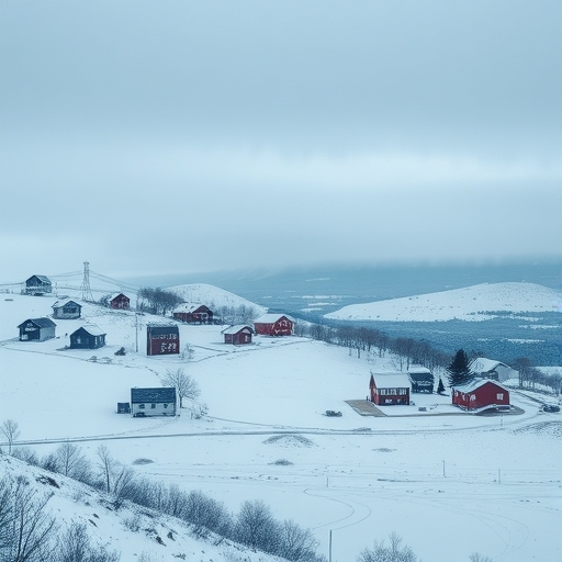 冰凍的城市景觀與房屋